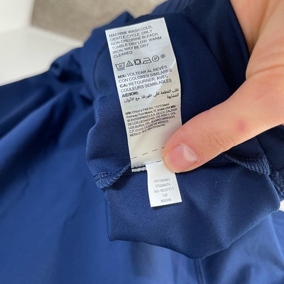 Chico's Zenergy Knit Insert Elegant Blue Sleeve Women's Dress UPF Sz 14 NWT - Picture 15 of 15